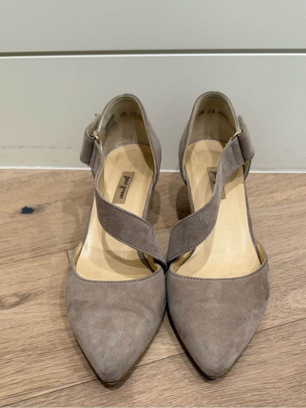 Paul Green Taupe Suede Pointed Toe Slingback Heels